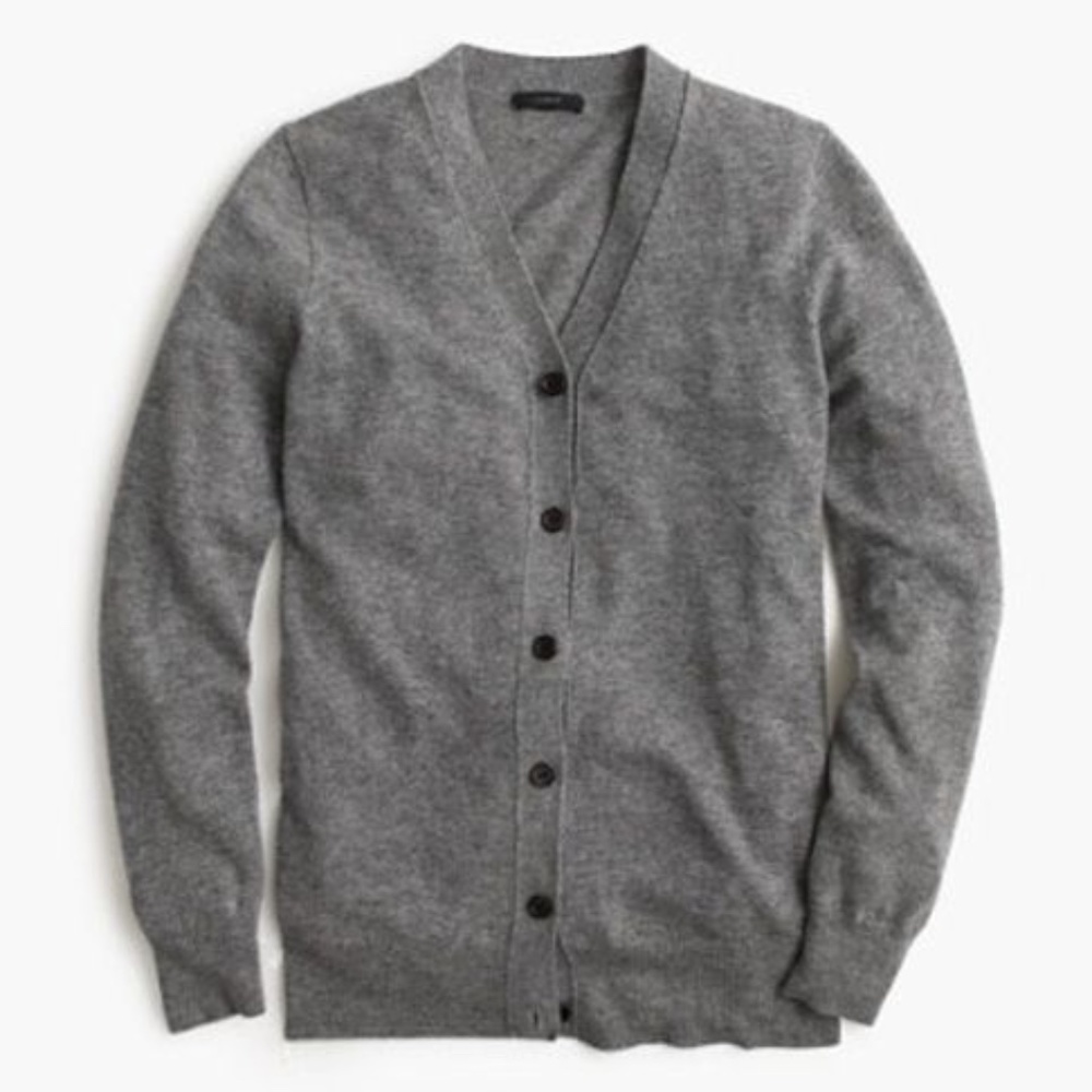 J. Crew Classic V-neck Cardigan Sweater - gray